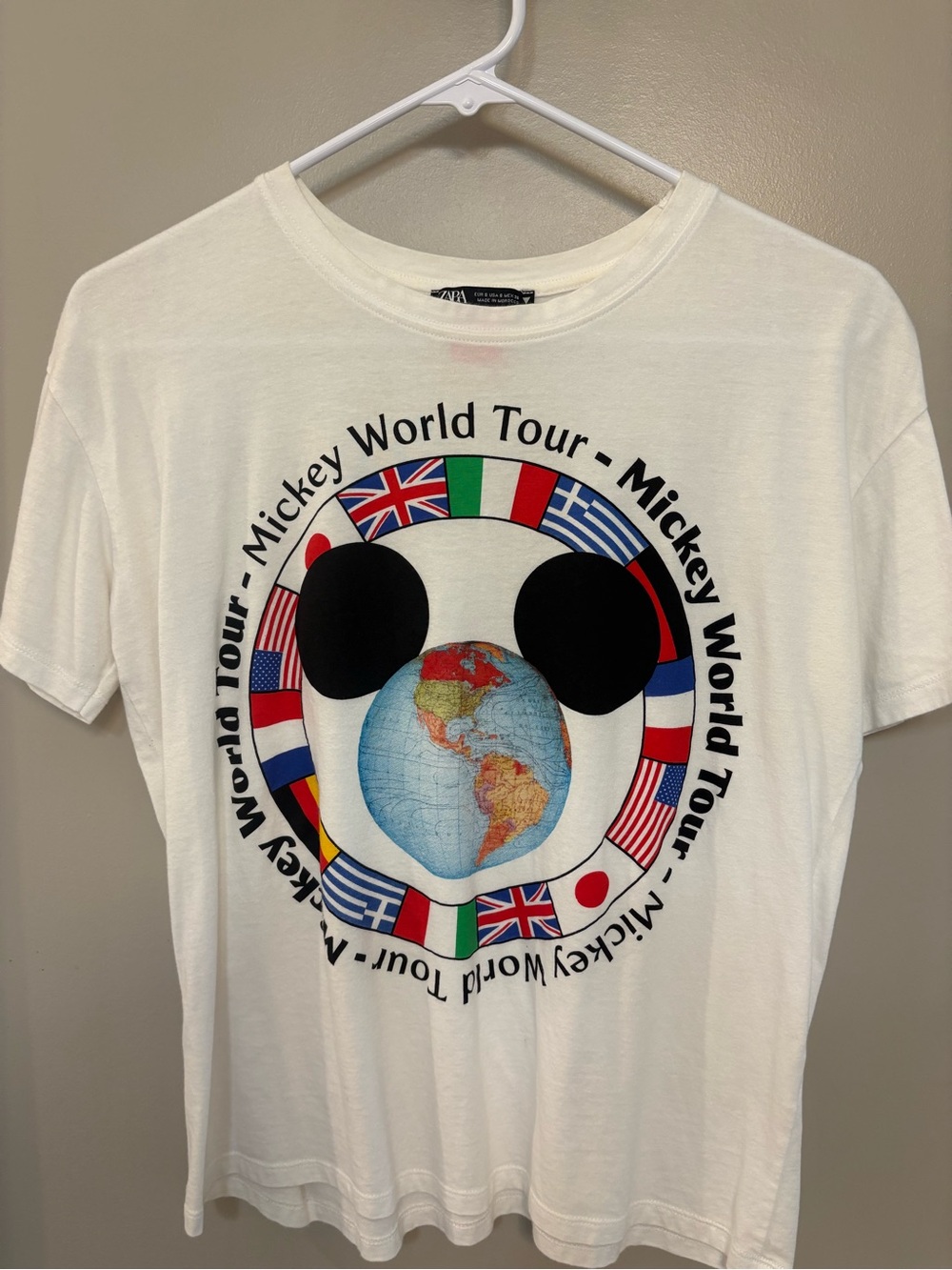 Zara WomensMickey World Tour Graphic Tee - White